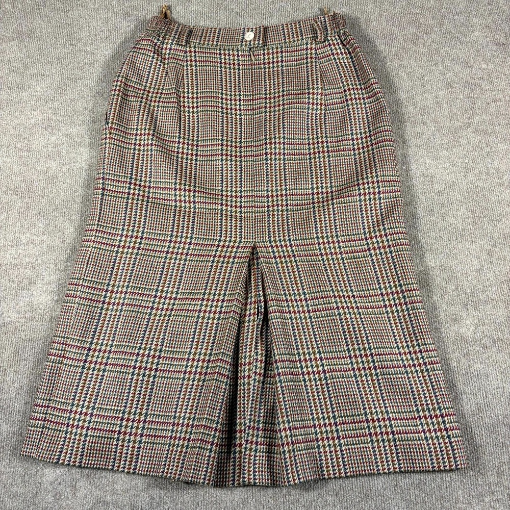 Bardehle Maxi Skirt Womens 38 Multicolor Lined Houndstooth Tweed Comfrot Pleated